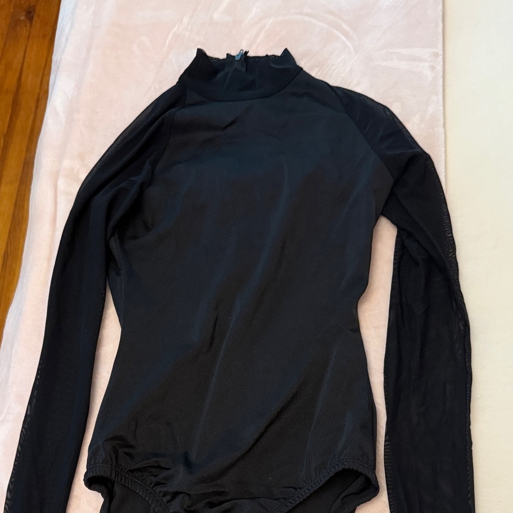 Black Long Sleeve Women's body suit mesh sleves